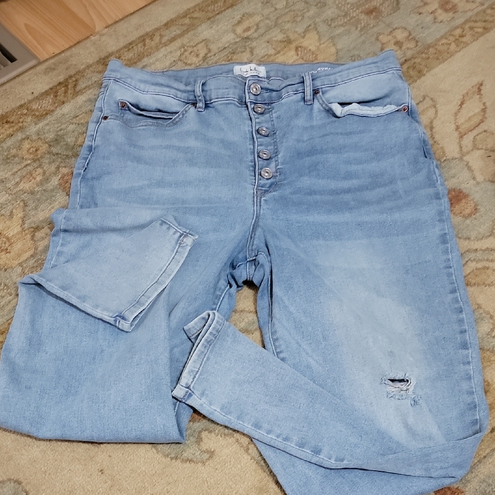 Nicole Miller Light Blue High-Rise Button-Fly Jeans